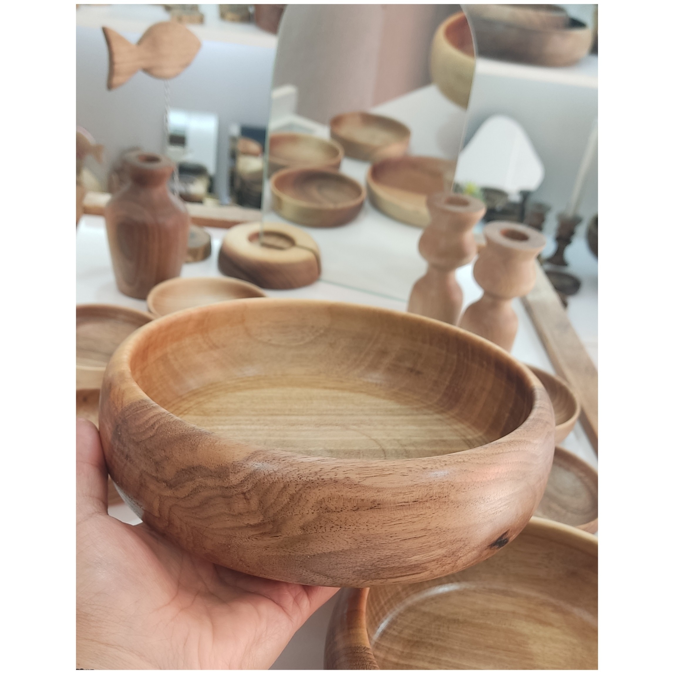 کاسه ی چوبی مدل خمره ای ، شکلات خوری چوبی چوب گردو آجیل خوری