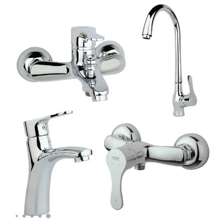 ست شیرآلات راسان مدل صدف کروم 