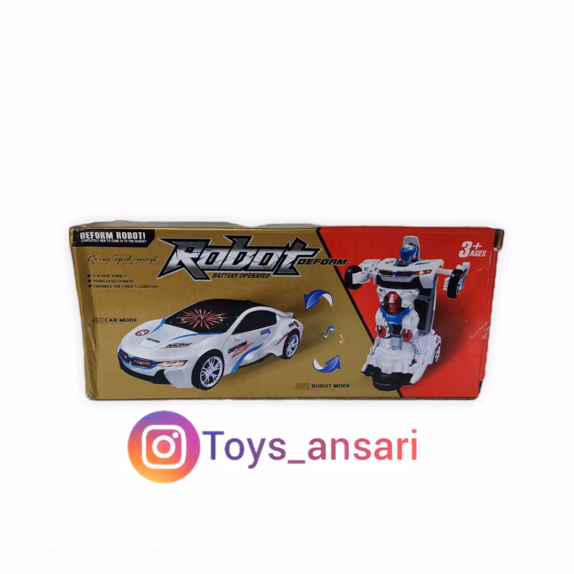 ماشین رباتی تبدیل شونده باطری خور موزیکال چراغ دار