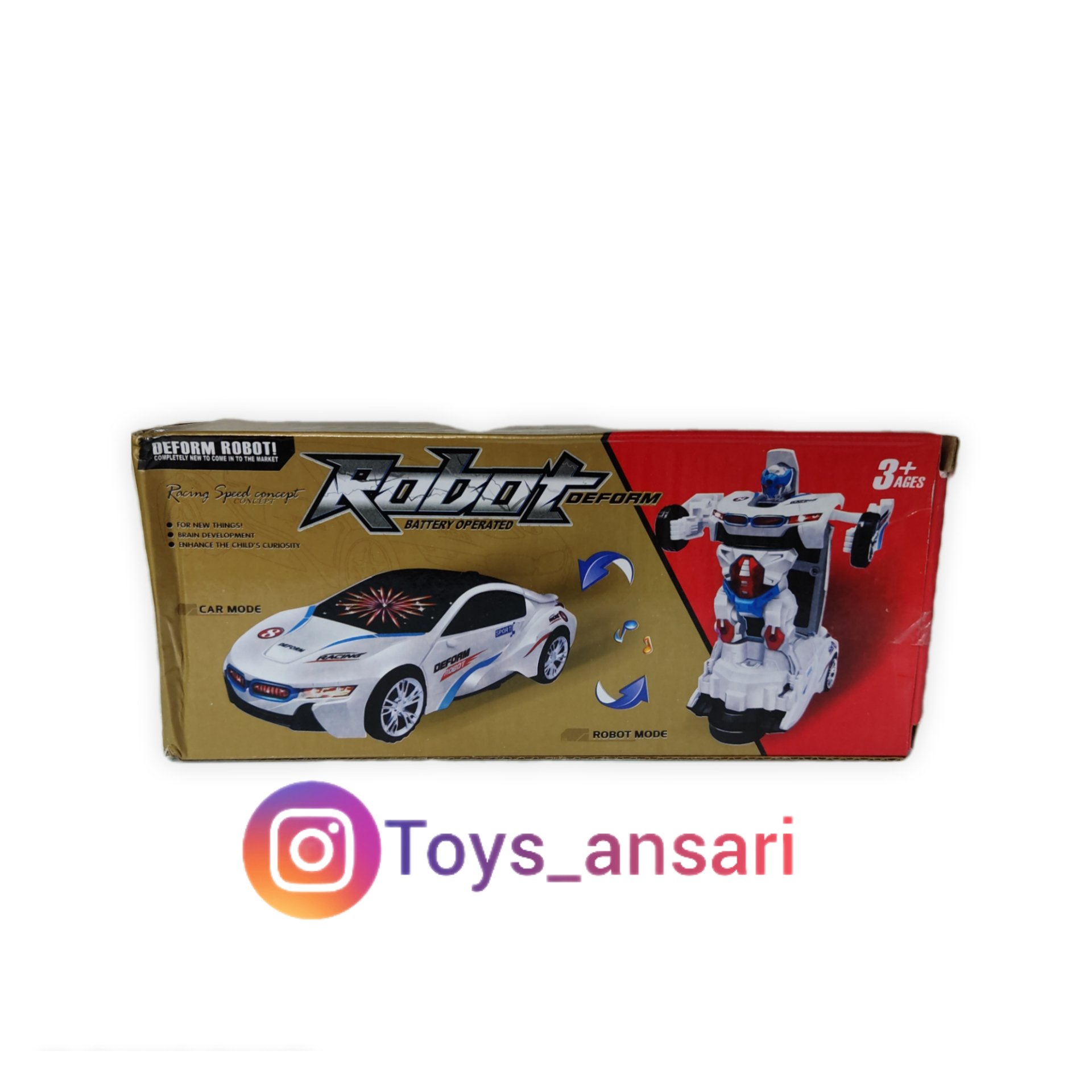 ماشین رباتی تبدیل شونده باطری خور موزیکال چراغ دار