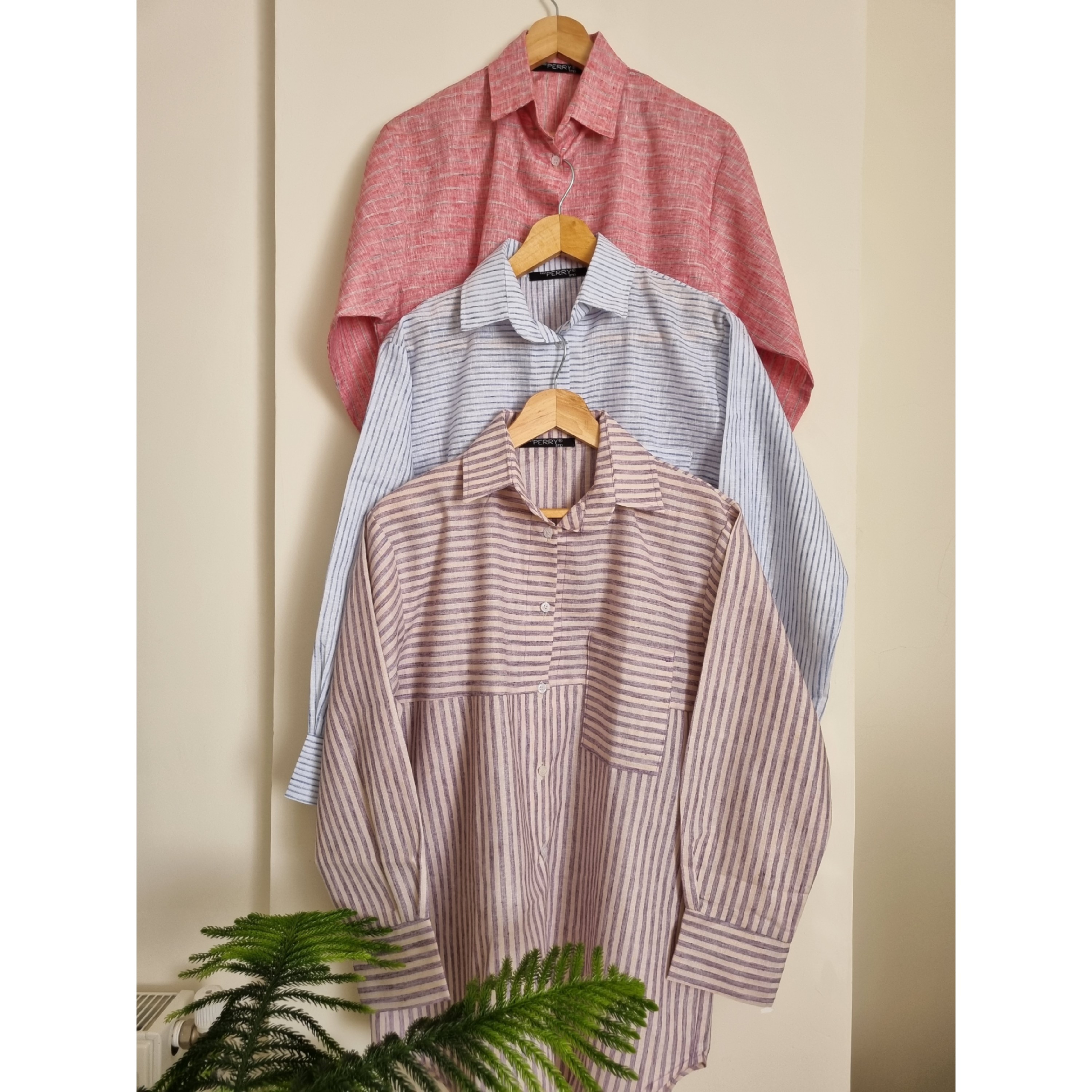 شومیز مانتو  راه راه دخترانه زنانه جنس لینن باکیفیت و خنک