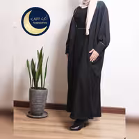 عبا مشکی آیسا دارای زیپ شیردهی و بند تنظیم کمر بسیار ریزش دار و لخت فری سایز 