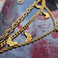 گردنبند رومانتوی لاین پروانه استیل ضد حساسیت روکش طلا رنگ ثابت کد (460)