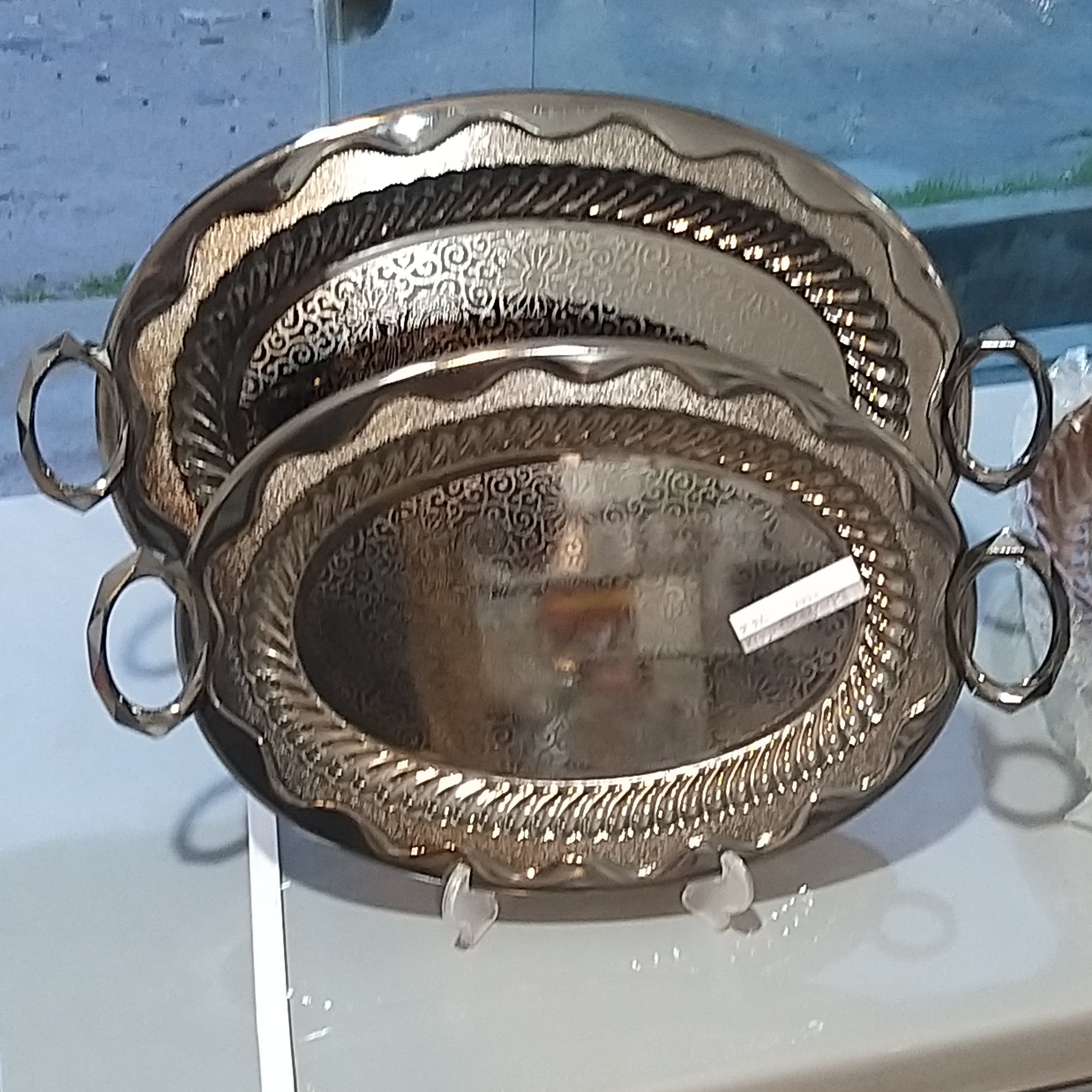 سینی دوقلو   بیضی مشکی  بسته 2 عددی 