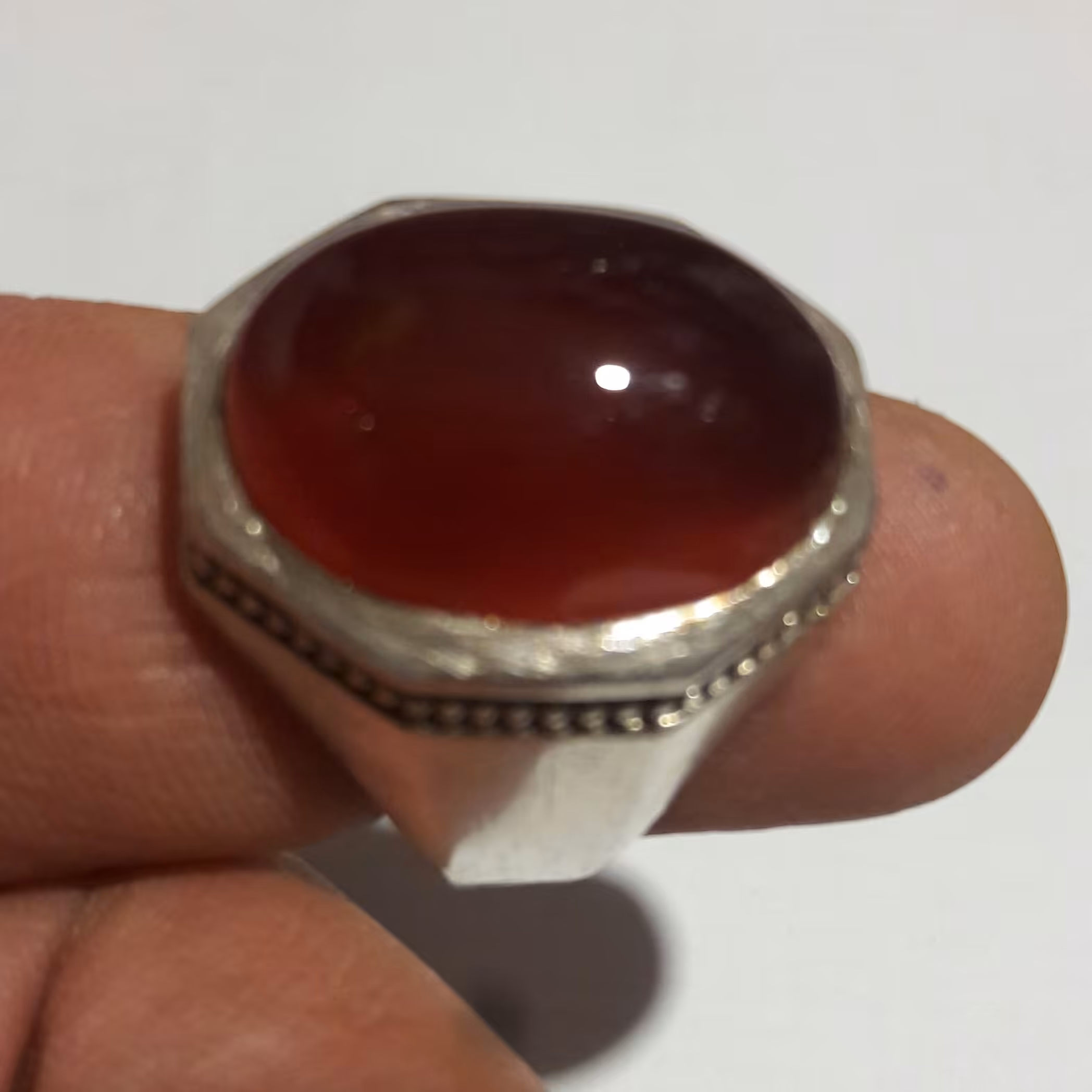 انگشترشیک عقیق سرخ طبیعی