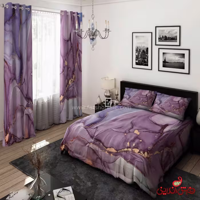 روتختی سه بعدی مدرن ماربل بنفش کد 140161