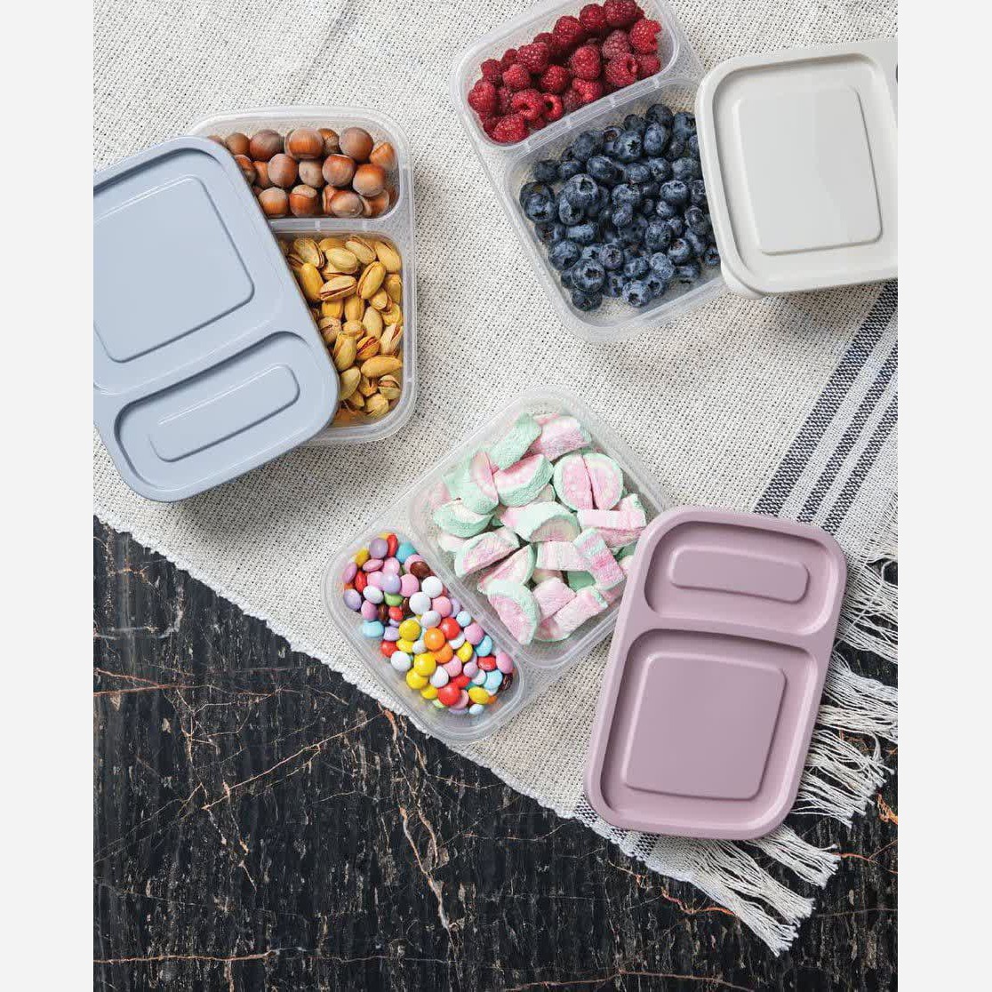 ظرف نگهدارنده غذا درب دار 2 خانه ظرف غذا درب دار درجه یک