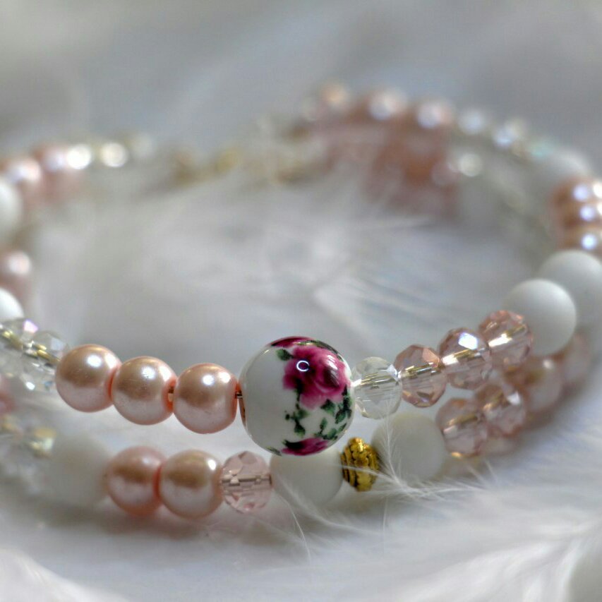 دستبند دوبل فنری اونیکس وعقیق شکسته