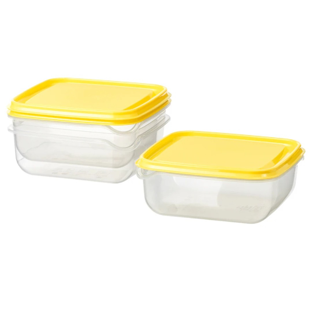 ظرف غذای ایکیا به رنگ زرد و شفاف، 3پک، 0.6 لیتر، مدل      PRUTA  FOOD CONTAINER. 3 PACK