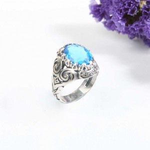 انگشتر نقره مردانه با نگین توپاز