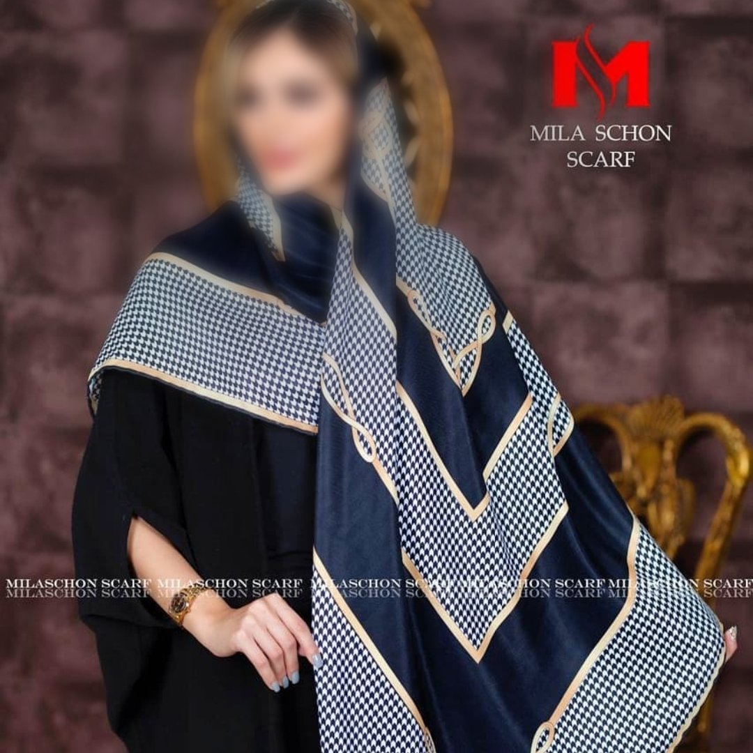 روسری نخی پاییزه حاشیه طلایی