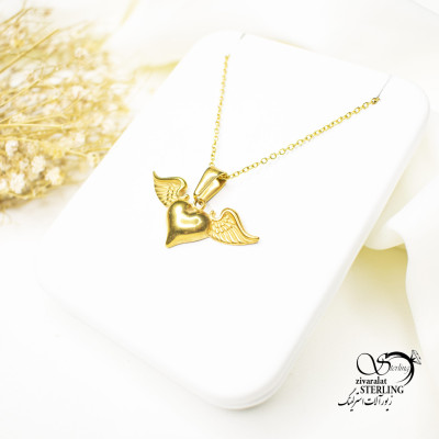 گردنبند استیل طرح قلب بالدار 5704