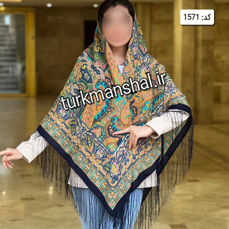 روسری ترکمن ابریشمی (ایتالیایی) کد 1571