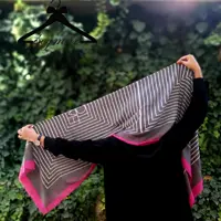 شال نخی هندسی دورا ، توسی با لبه صورتی ،