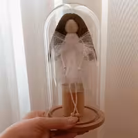 باکس فرشته مکرومه با پایه چوبی طبیعی ارتفاع22سانت مدل و رنگ قابل تغییر