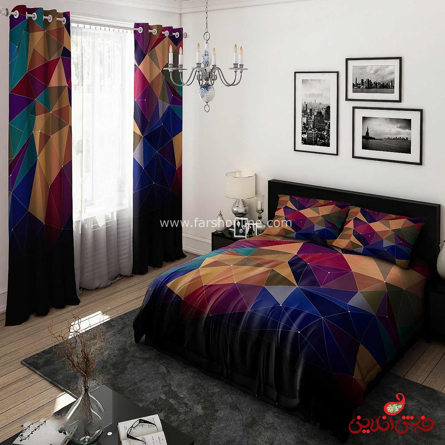 روتختی طرح اشکال هندسی رنگی کد 15327