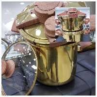زودپزدوقلو مارک کرکماز ترکیه تمام طلایی  شده توسط خود شرکت کرکماز دارای سبد بخارپز 7لیتری و5 لیتری