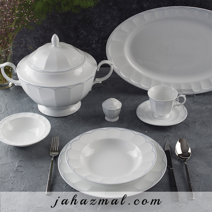 سرویس چینی زرین طرح داتیس سرمه ای 103 پارچه