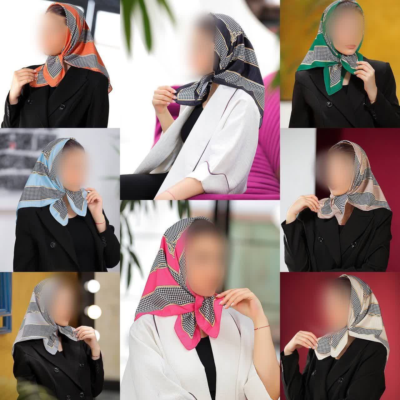 مینی اسکارف نخی دور دوخت طرحدار رنگبندی