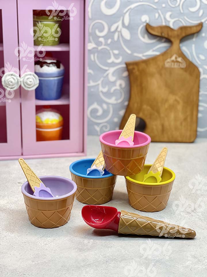 ست بستنی خوری 9پارچه رنگی