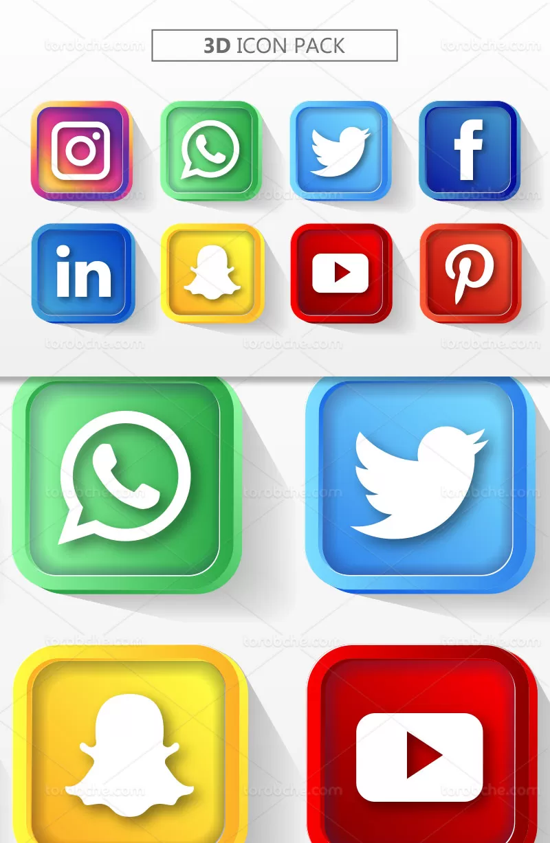 وکتور آیکون شبکه های اجتماعی رنگی | گرافیک با طعم تربچه