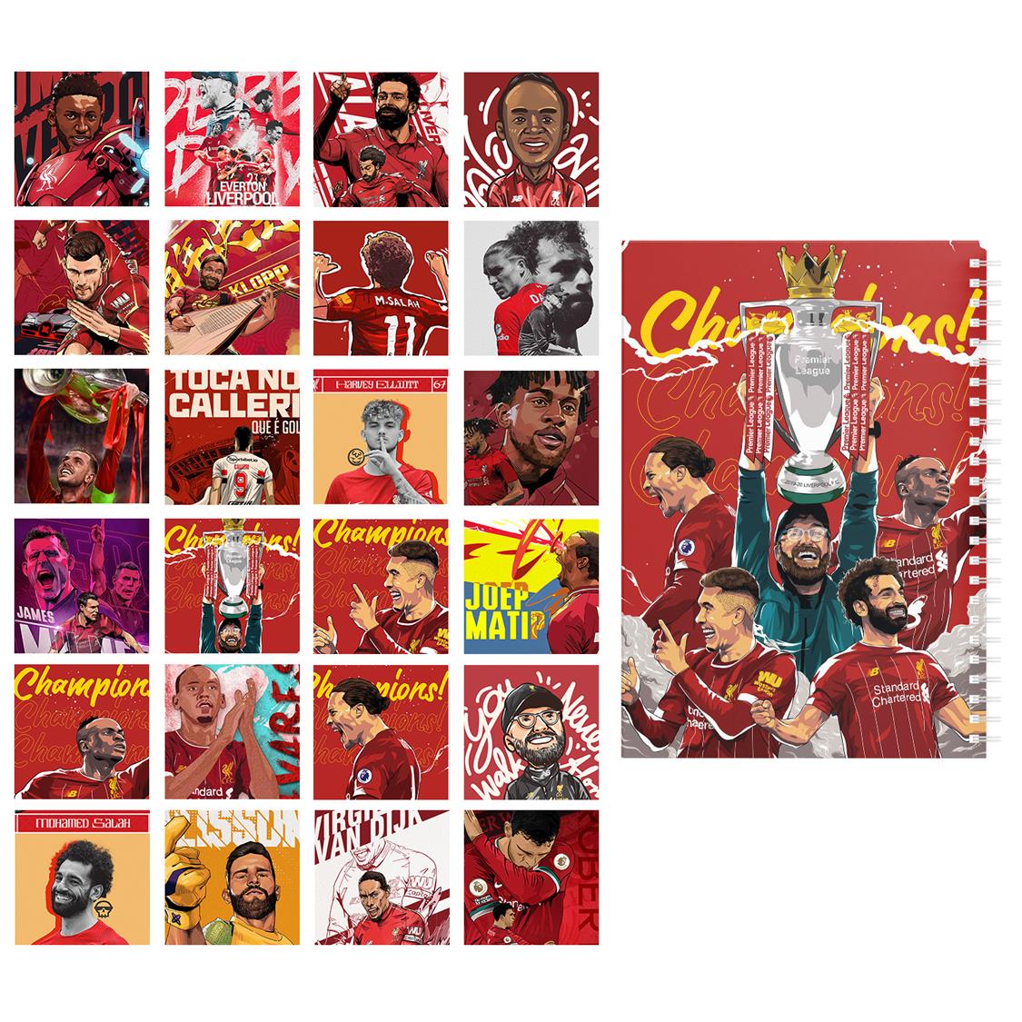  دفتر مشق باژیکان طرح فوتبالی لیورپول کد 20214260 به همراه فتوکارت مجموعه 24 عددی
