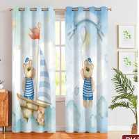 ست اتاق کودک طرح خرس و بادکنک تدی یک پنل پرده و  روتختی و لوستر (پس کرایه)