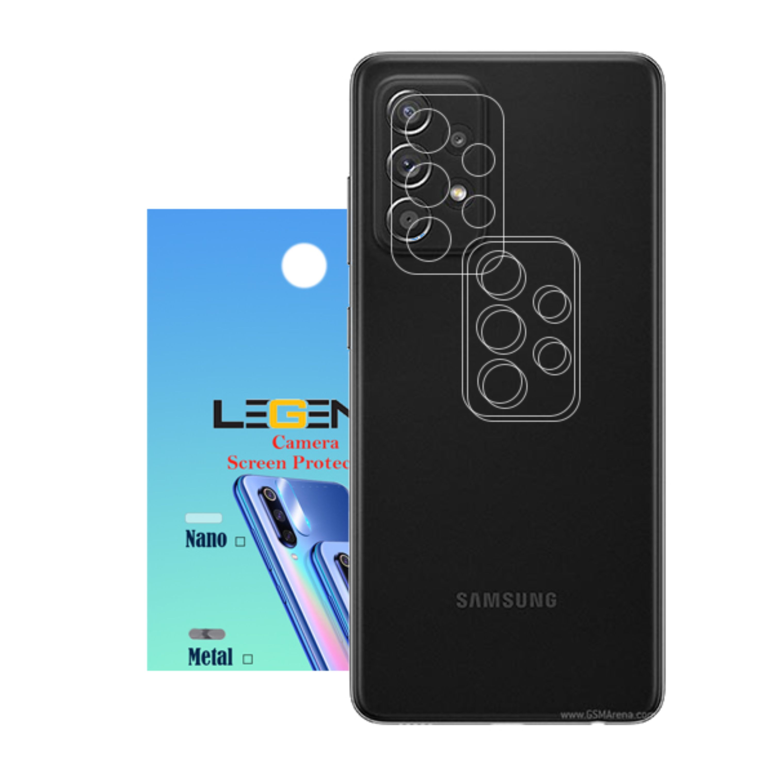 محافظ لنز دوربین لجند مدل نانو گلس مناسب موبایل سامسونگ Galaxy A52 بسته 3 عددی