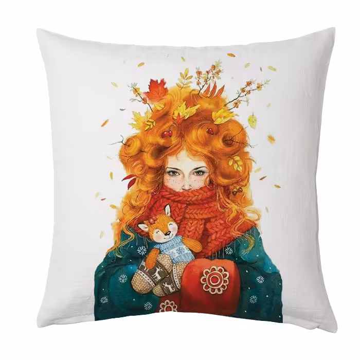 کاور کوسن کراس‌ماه طرح Fall Girl سایز 40 در 40 سانتی کد c2014