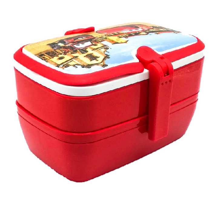 خرید ظرف غذا پلاستیکی دو طبقه مستطیلی کارا مدل فانتزی