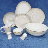 سرویس 89 پارچه چینی لورین مدل شقایق طلایی (12 نفره)