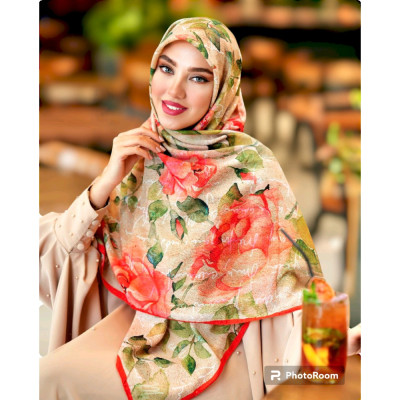 روسری نخی وی ای پی مجلسی گل درشت