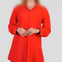شومیز  یقه انگلیسی جنس الیزا رنگ قرمز  سبز  نارنجی مجلسی مناسب برای بانوان و خانم ها  آستین دکمه دار  و...