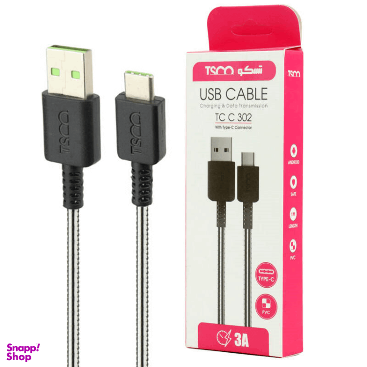 کابل تبدیل USB به TYPE-C تسکو مدل TC C302 طول 1 متر