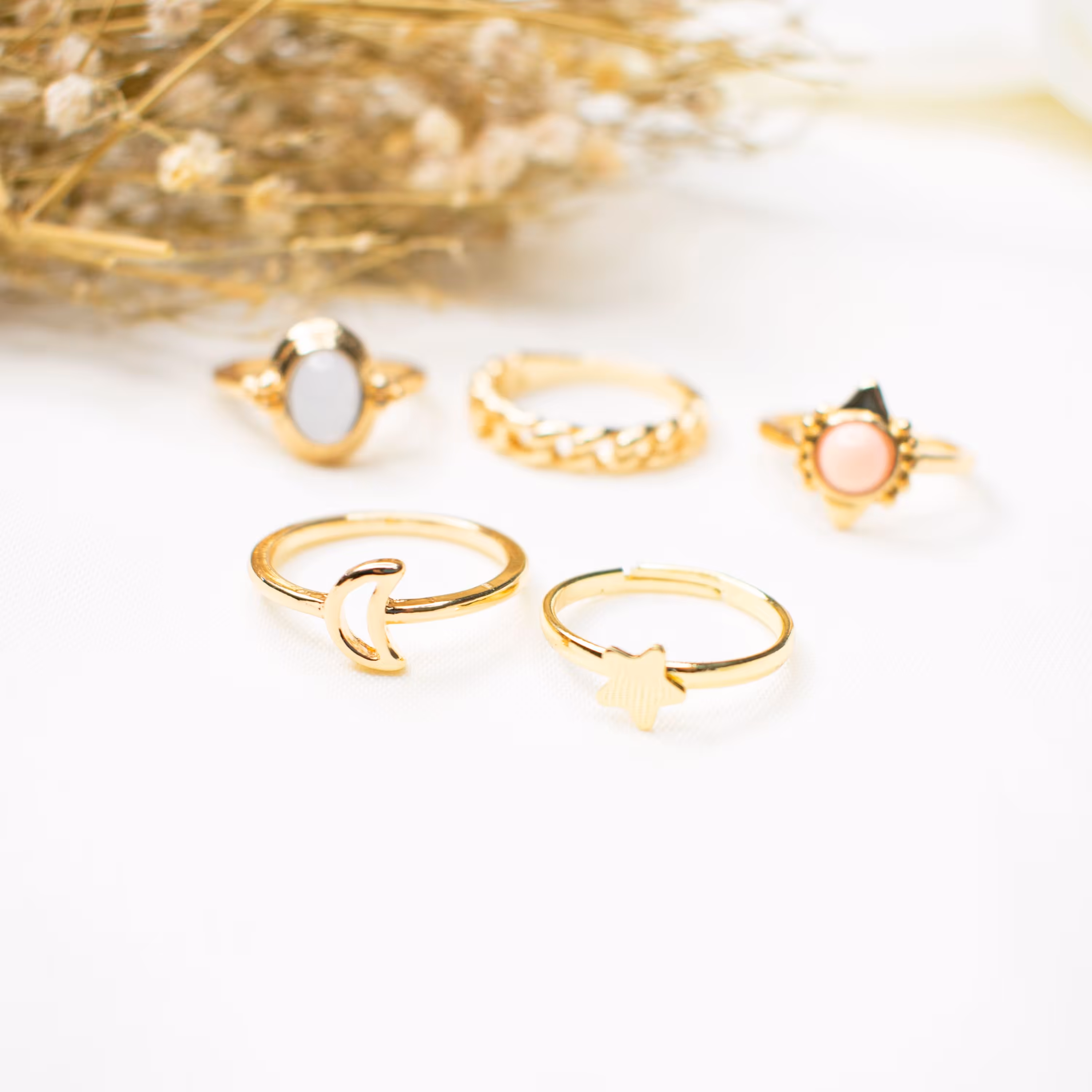 پک انگشتر 5عددی ضدحساسیت طرح طلا  روکش طلا  کد 5597