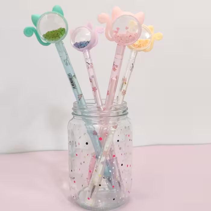 روان نویس فانتزی گربه . خودکار فانتزی پولکی طرح گربه 