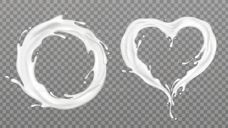وکتور اسپلش شیر ب شکل قلب و دایره | گرافیک با طعم تربچه