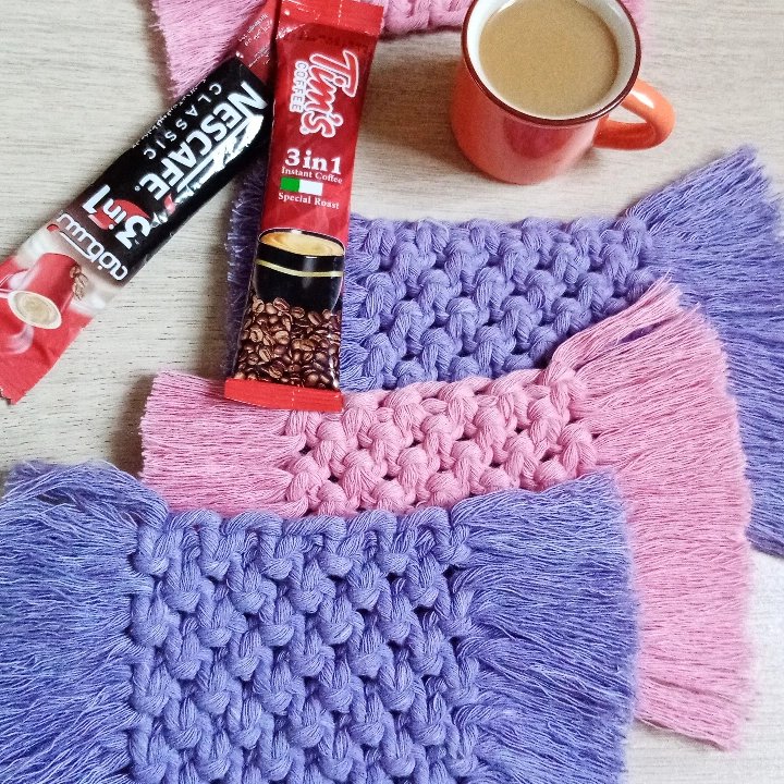 زیر لیوانی مکرومه