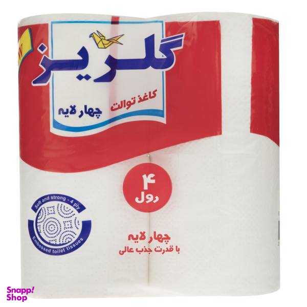 دستمال توالت گلریز مدل سفید بسته 4 عددی