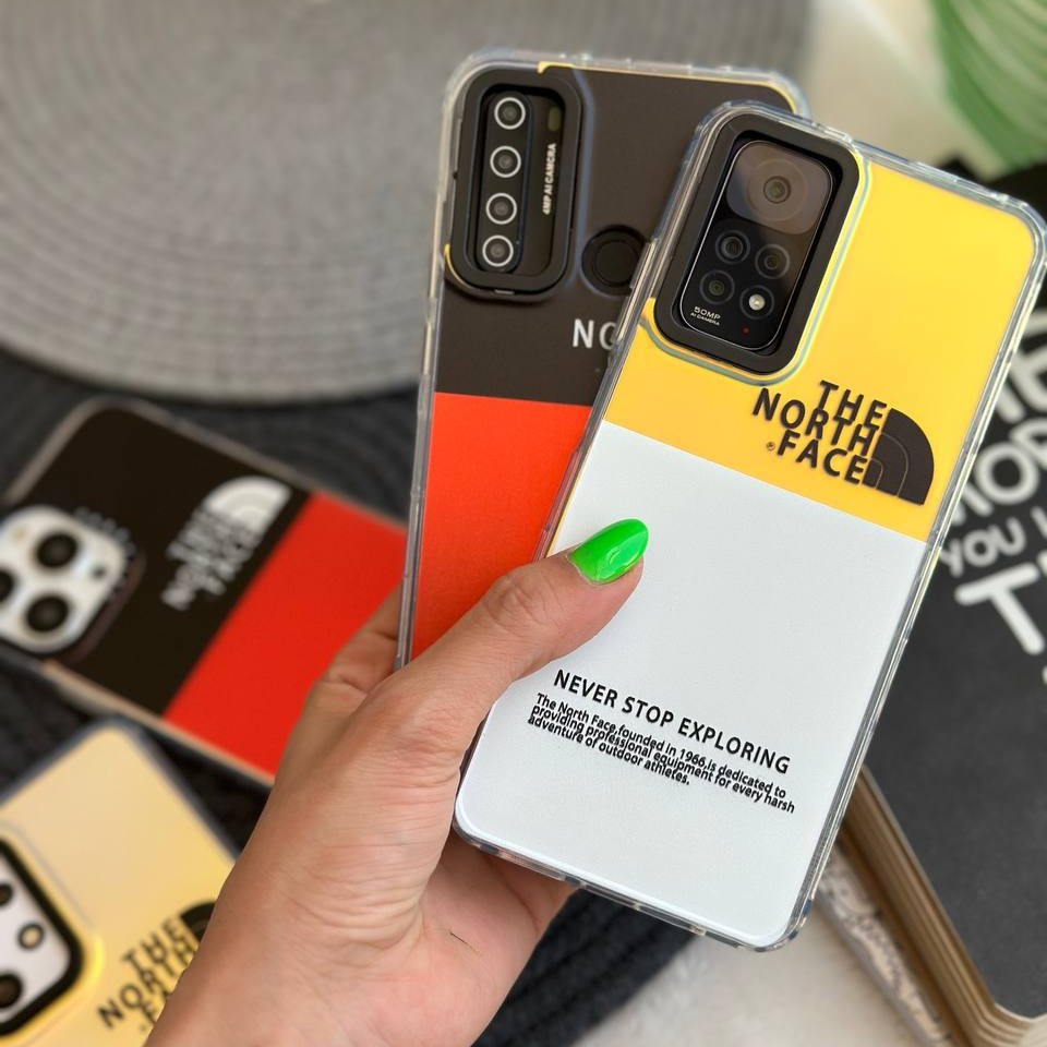 قاب گوشی سامسونگ مدل North face سفید و قرمز شفاف هولوگرامی