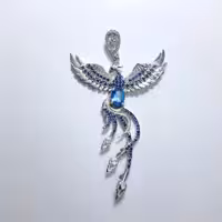 گردنبند نقره زنانه نگین توپاز طرح سیمرغ آقابرزگ