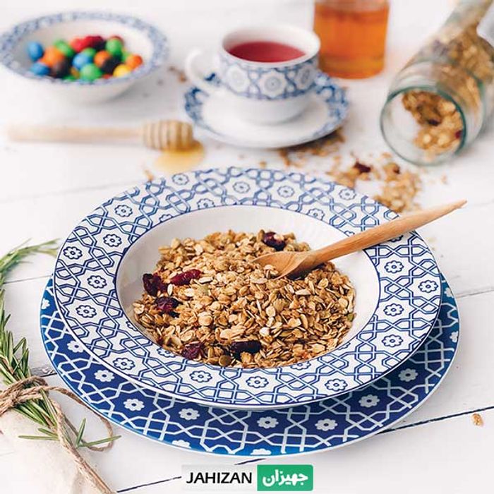 سرویس چینی زرین 102پارچه میبد سرمه ای سری ایتالیا