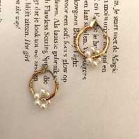 گوشواره حلقه اهرمی با آویز مرواریدی ضد حساسیت Hulupuart وارداتی