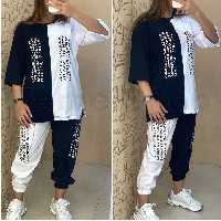 ست لش لانگ تیشرت شلوار روزنامه ای اسپرت برای پسرهاو دخترا