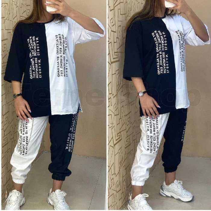 ست لش لانگ تیشرت شلوار روزنامه ای اسپرت برای پسرهاو دخترا