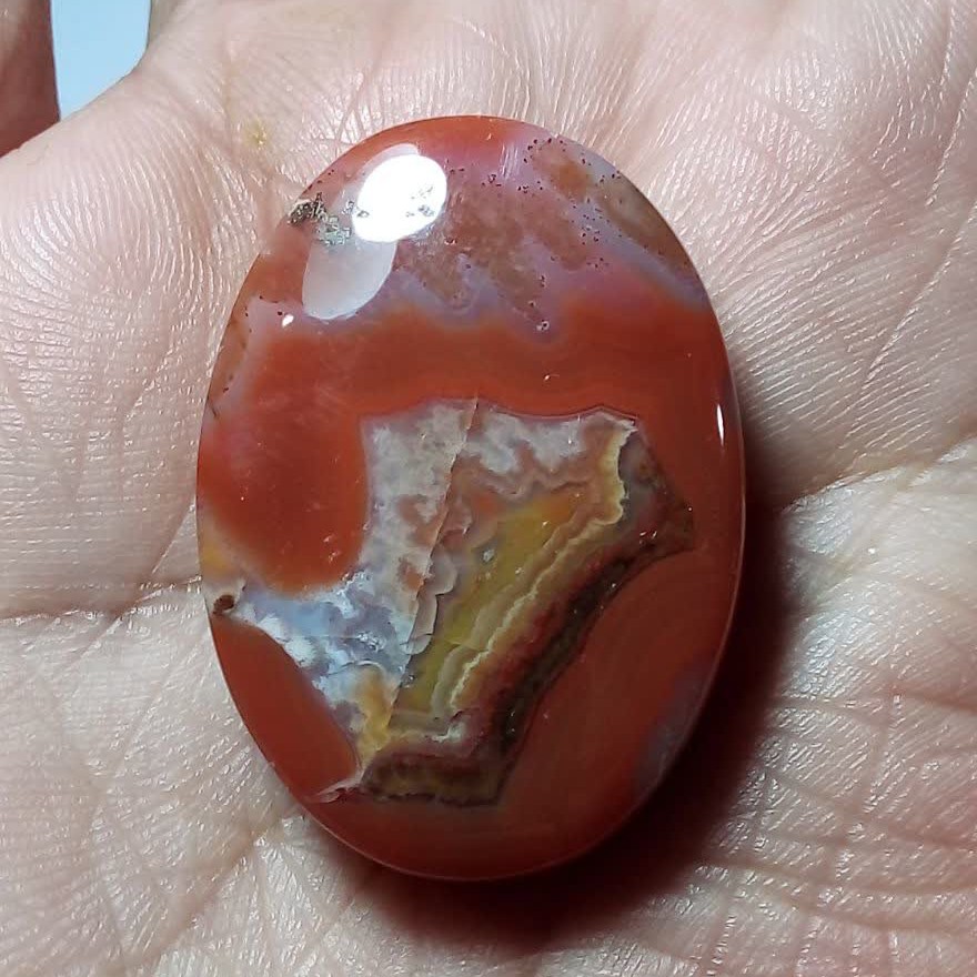 عقیق مدالی سلیمانی مصور نارنجی شن دار 