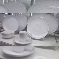 سرویس چینی 87 پارچه لورین طرح متینه فیروزه ای
