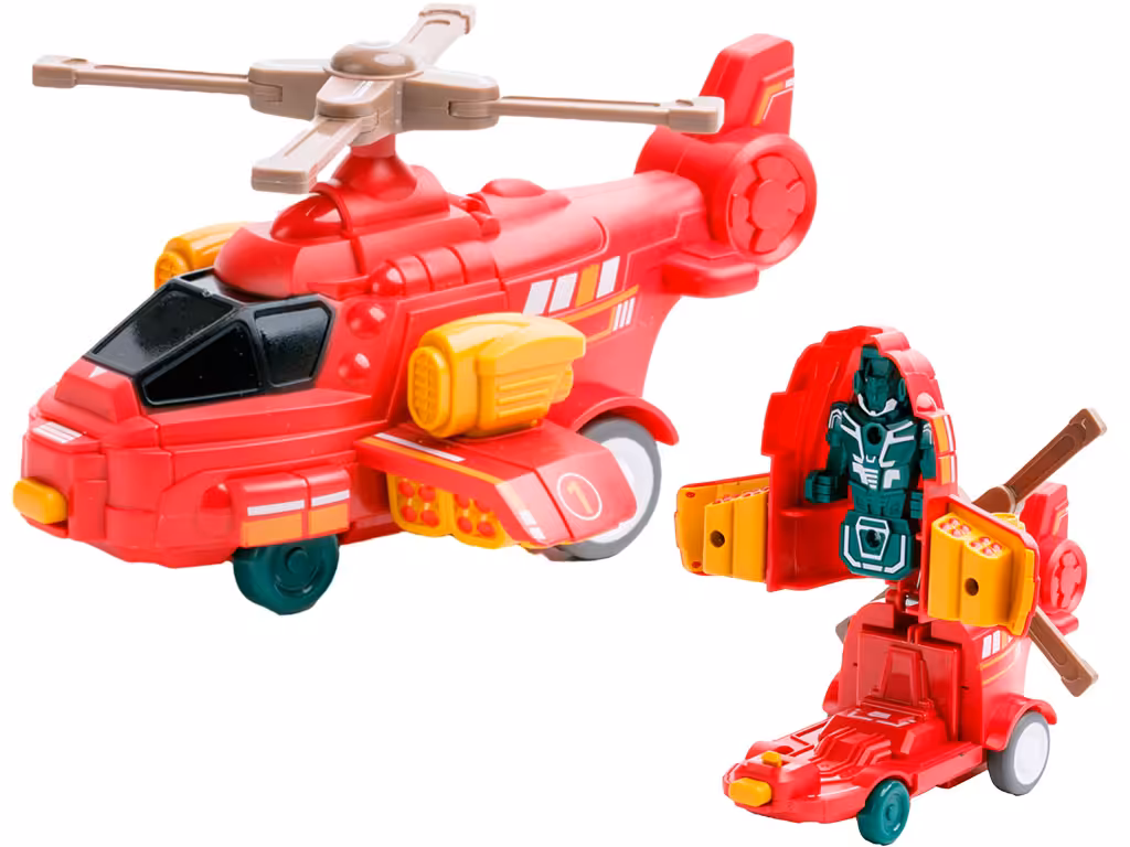 هلی کوپتر و ربات تبدیل شونده قدرتی اسباب بازی همراه با حرکت چرخشی ربات