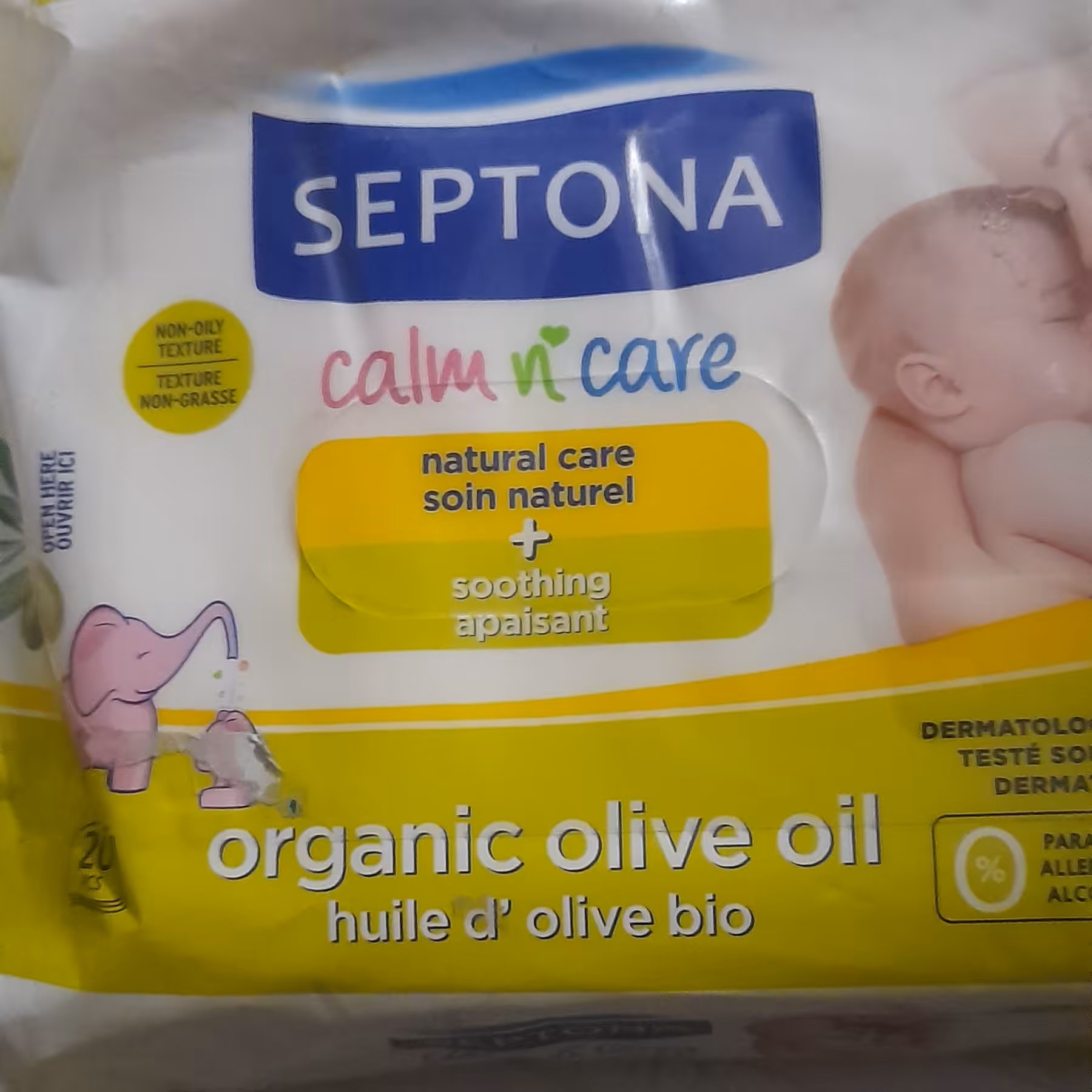 دستمال مرطوب سپتونا 20عددی برای انواع پوست اسیبی نمیرساند از پنبه خالص استفاده شدهو بهترین مواد اولیه بهداشتی 