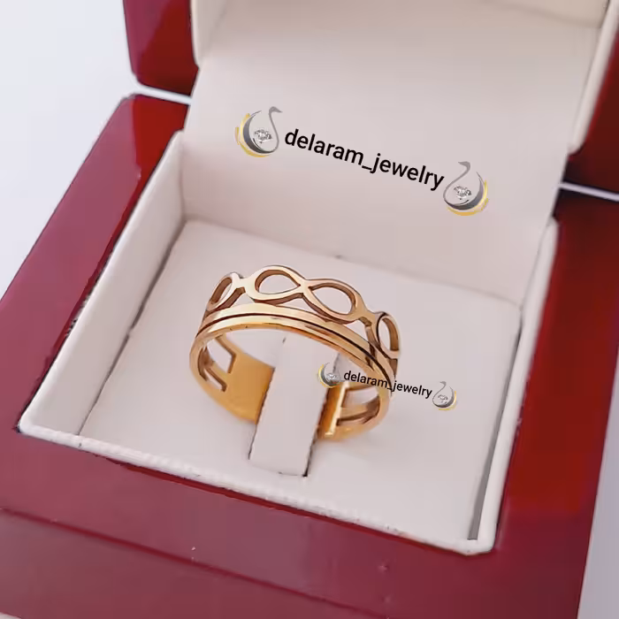 انگشتر بی نهایت استیل طلایی زنانه و دخترانه کیفیت و دوام بالا 